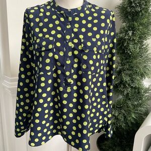 GAP Long Sleeve Polka Dots Blouse Size L